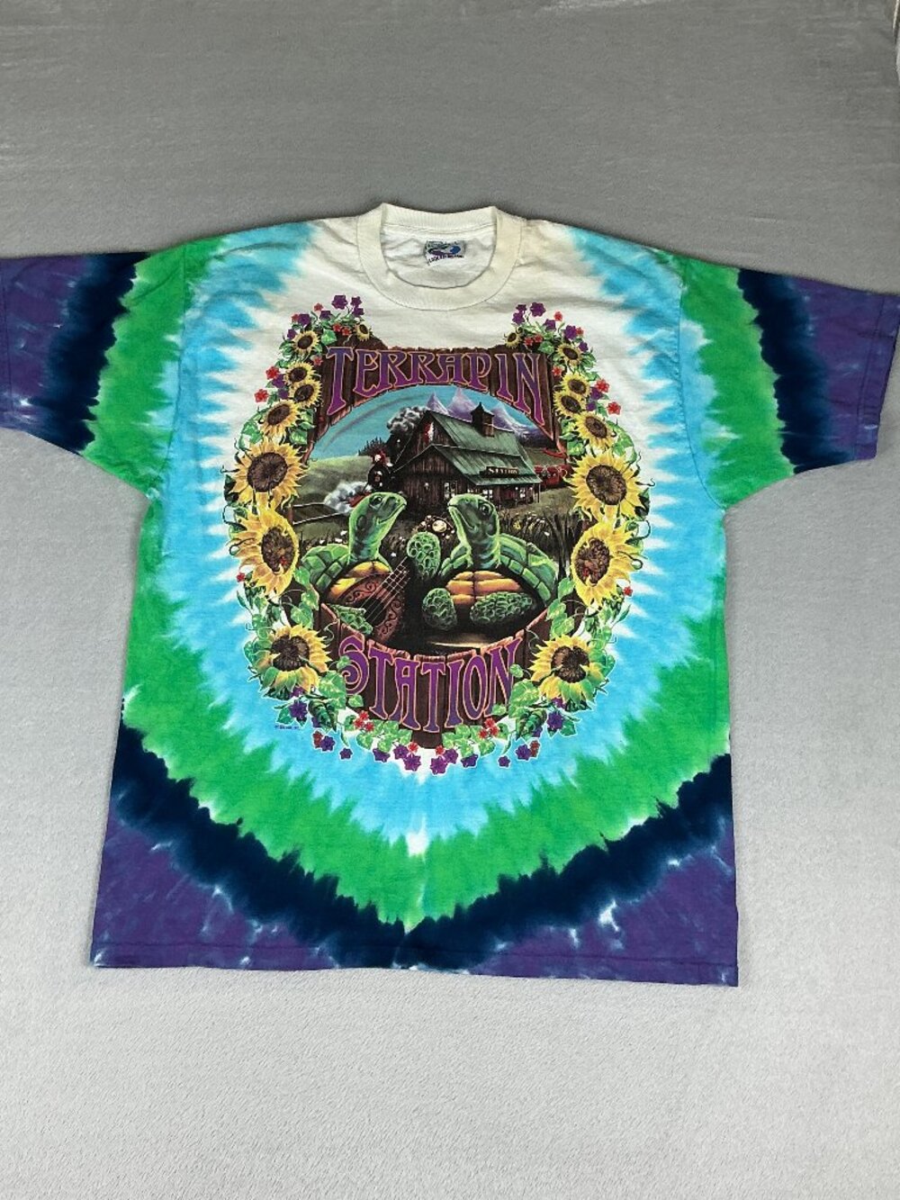 Vintage Liquid Blue Grateful Dead T-Shirt Men's Large Terrapin Station Tie Dye.